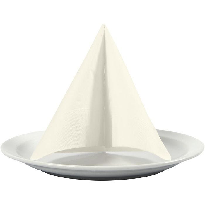 Servietter, hvid bagside, str. 33x33 cm, råhvid, 20 stk./ 1 pk.