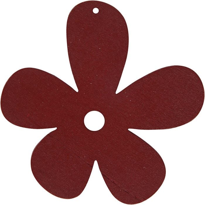 Blomst, str. 57x51 mm, tykkelse 2 mm, vinrød, 10 stk./ 1 pk.