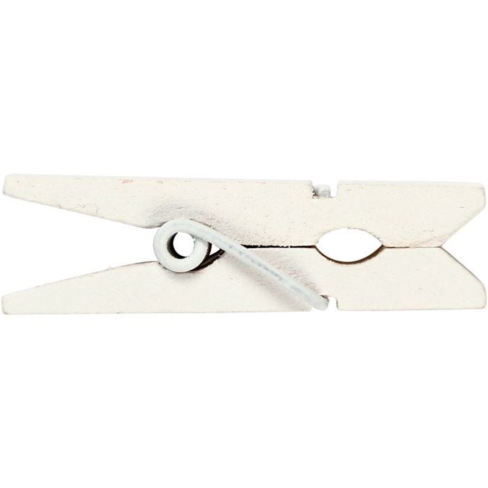 Minitøjklemme, str. 35x7 mm, tykkelse 9 mm, hvid, 20 stk./ 1 pk.
