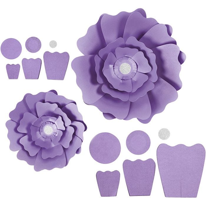 Papirblomster, diam. 15+25 cm, 230 g, lilla, 2 stk./ 1 pk.