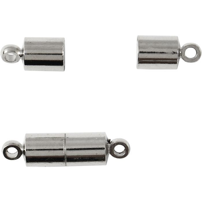 Magnetlås, L: 15 mm, diam. 5 mm, forsølvet, 10 stk./ 1 pk.