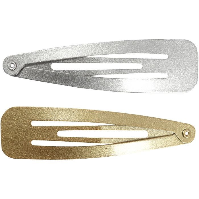 Knækspænde, L: 66 mm, B: 17 mm, guld, sølv, 4 stk./ 1 pk.
