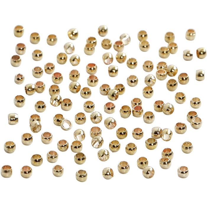 Wireklemmer, diam. 2 mm, guld, 100 stk./ 1 pk.