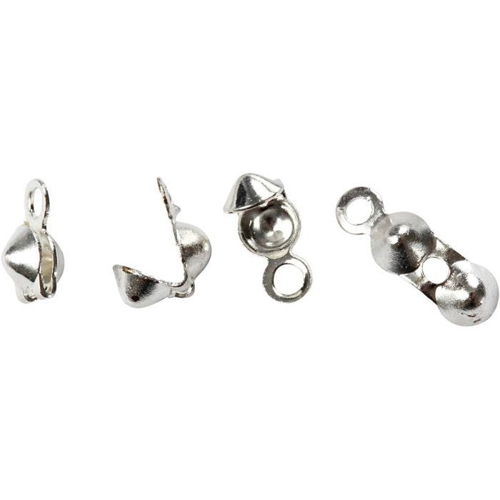 Knudeskjulere med øje, L: 8 mm, diam. 3 mm, forsølvet, 100 stk./ 1 pk.