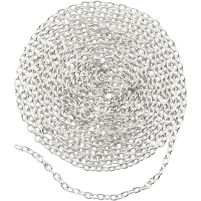Kæde, B: 2 mm, forsølvet, 2 m/ 1 stk.
