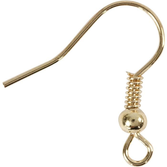 Ørekroge, L: 18 mm, guld, 10 stk./ 1 pk.