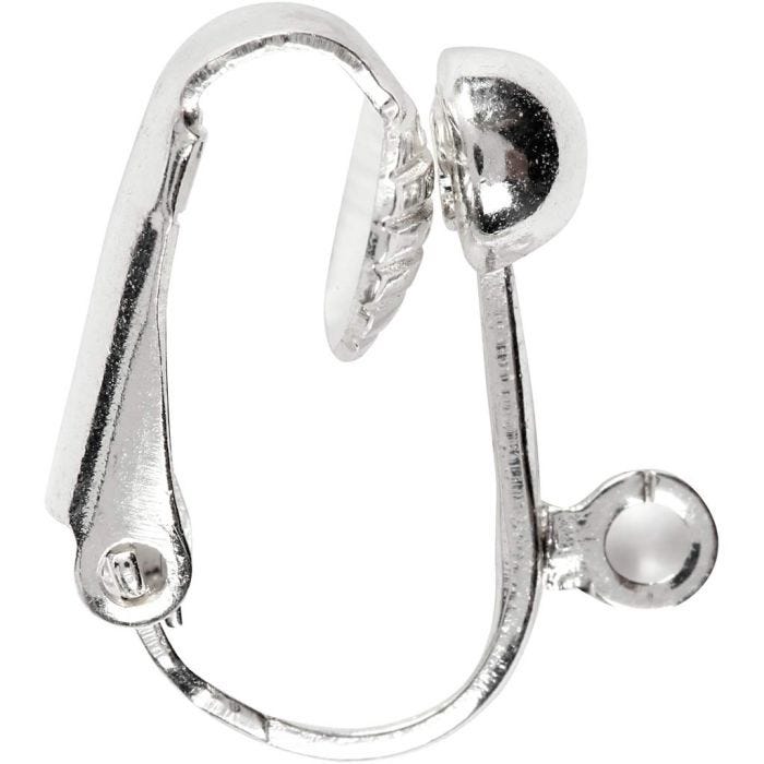 Øreclips, L: 16,5 mm, B: 1,5 mm, hulstr. 1,6 mm, forsølvet, 6 stk./ 1 pk.