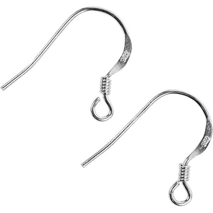 Ørekroge, L: 14 mm, sølv, 10 stk./ 1 pk.