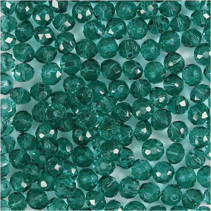 Facetperler, diam. 4 mm, hulstr. 1 mm, grøn, 45 stk./ 1 pk.