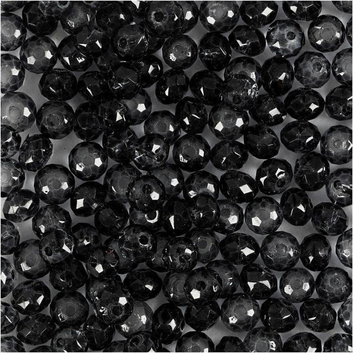 Facetperler, diam. 4 mm, hulstr. 1 mm, grå, 45 stk./ 1 pk.