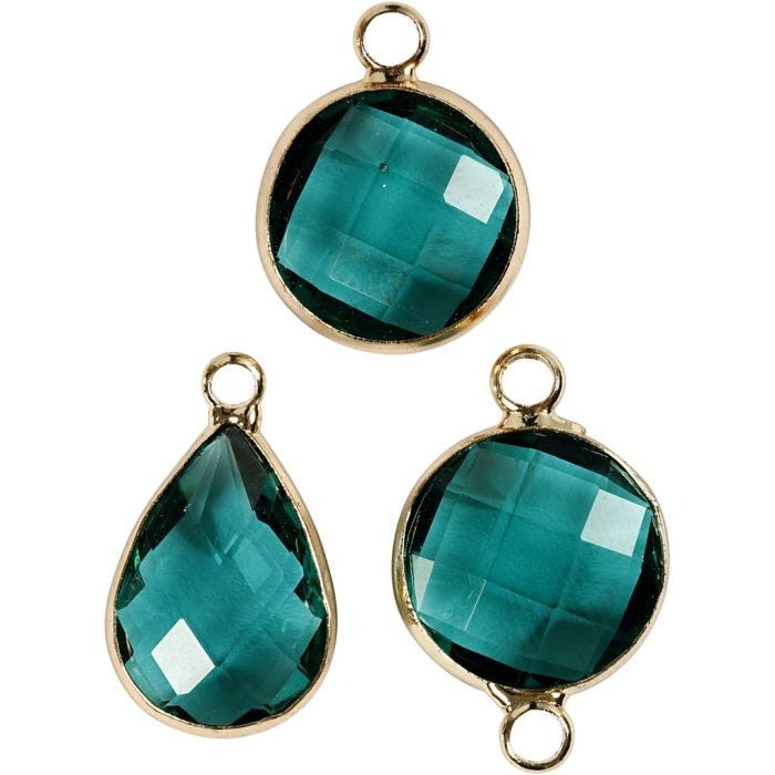 Smykkevedhæng, 15-20 mm, 2 mm, grøn, 1 pk.