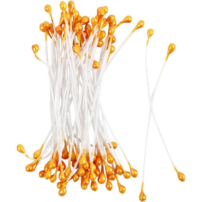 Støvdragere, L: 6,4 cm, diam. 2 mm, orange metallic, 100stk./ 1 pk.