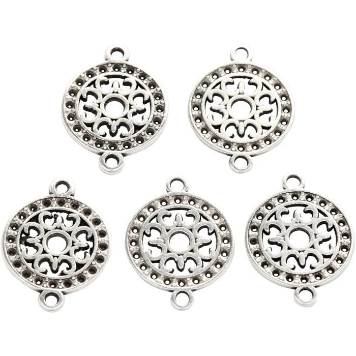Smykkevedhæng, 14 mm, 1,2 mm, forsølvet, 5stk./ 1 pk.
