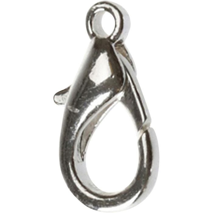 Karabinhage, L: 18 mm, forsølvet, 25 stk./ 1 pk.