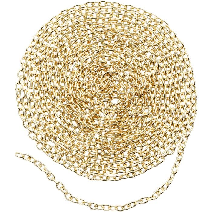 Kæde, 2 mm, forgyldt, 2m/ 1 pk.
