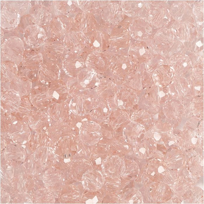 Facetperler, str. 3x4 mm, hulstr. 0,8 mm, rosa, 100 stk./ 1 pk.
