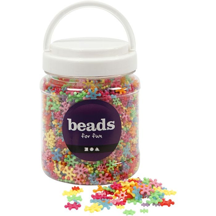 Figurperler, diam. 7-13,5 mm, hulstr. 2 mm, ass. farver, 270 g, 700 ml/ 1 ds.