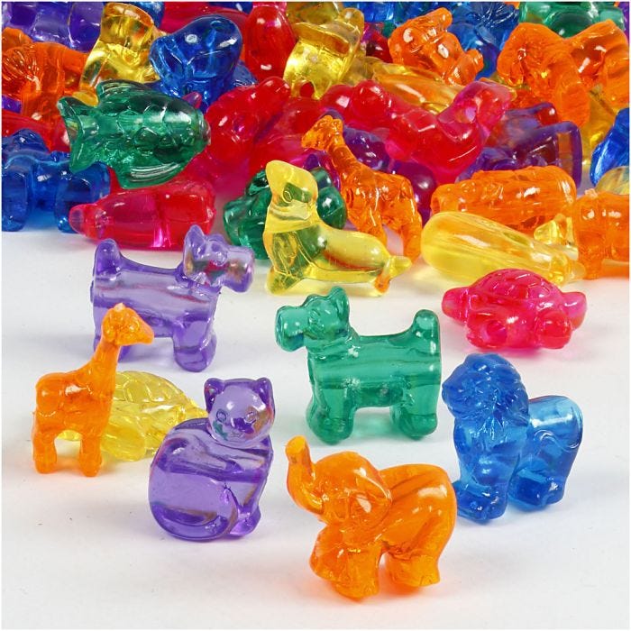 Figurperler, str. 25 mm, hulstr. 4 mm, ass. farver, 700 ml/ 1 ds.