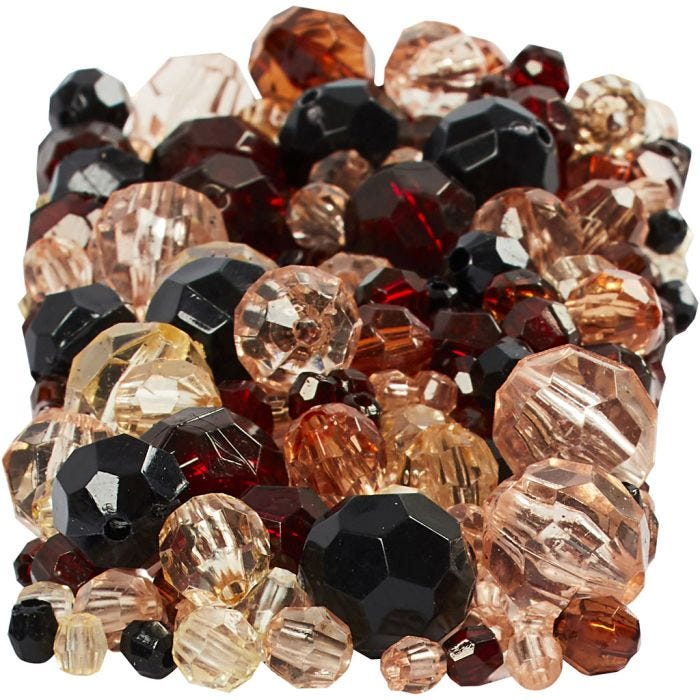 Facetperler, str. 4-12 mm, hulstr. 1-2,5 mm, gylden, 250 g/ 1 pk.
