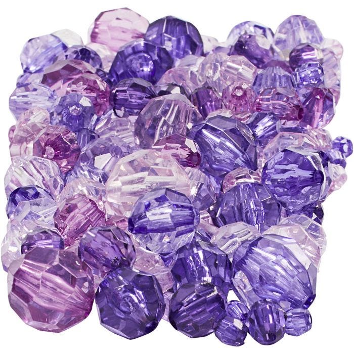 Facetperler, str. 4-12 mm, hulstr. 1-2,5 mm, lilla, 250 g/ 1 pk.