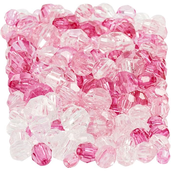 Facetperler, str. 4-12 mm, hulstr. 1-2,5 mm, pink (081), 250 g/ 1 pk.