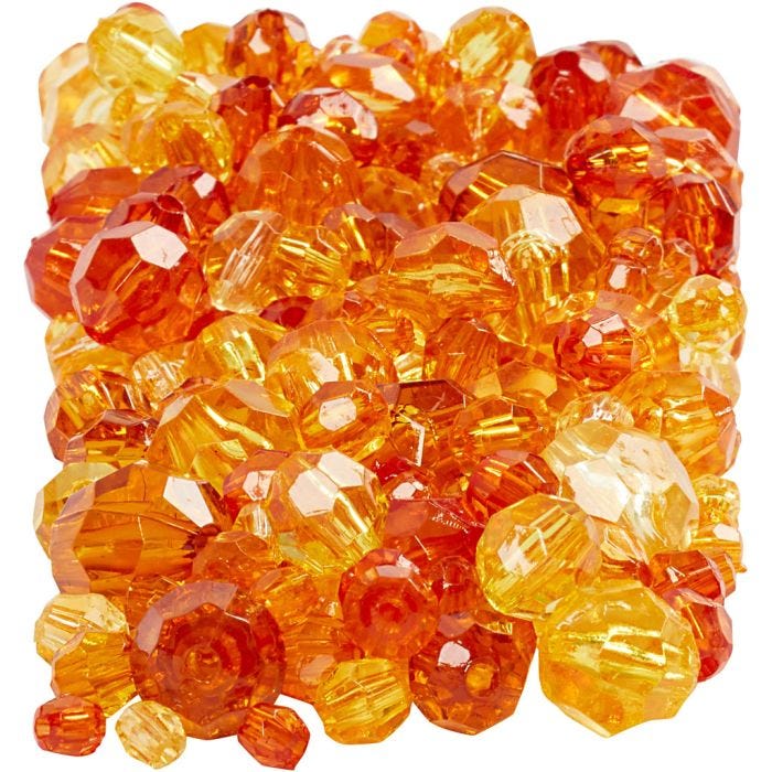 Facetperler, str. 4-12 mm, hulstr. 1-2,5 mm, gul (32227), 250 g/ 1 pk.