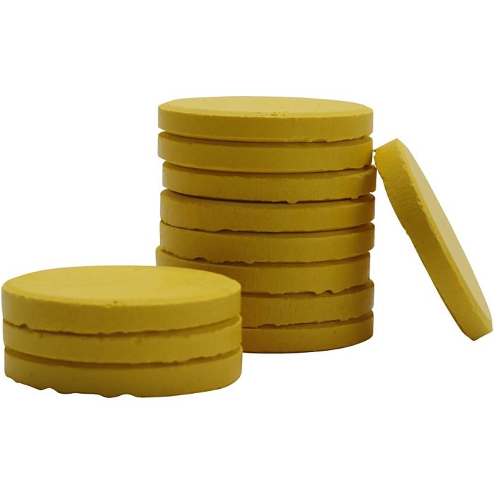 Akvarel/vandfarver refill Diam 30 mm. 12 stk. Gul., 1 pk.