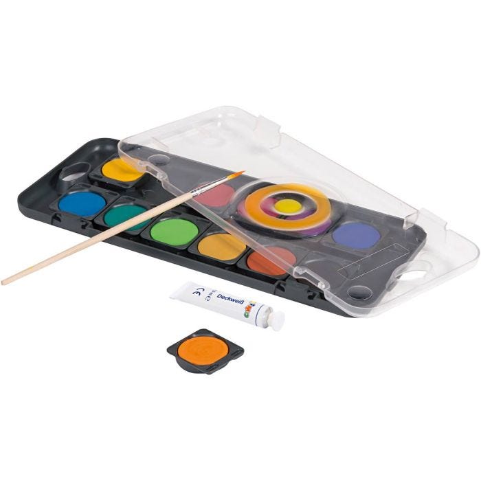 Skole Tempera Vandfarve, diam. 30 mm, ass. farver, 12 stk./ 1 pk.
