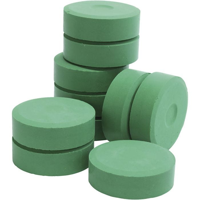 Temperablokke, H: 19 mm, diam. 57 mm, grøn, 10 stk./ 1 pk.