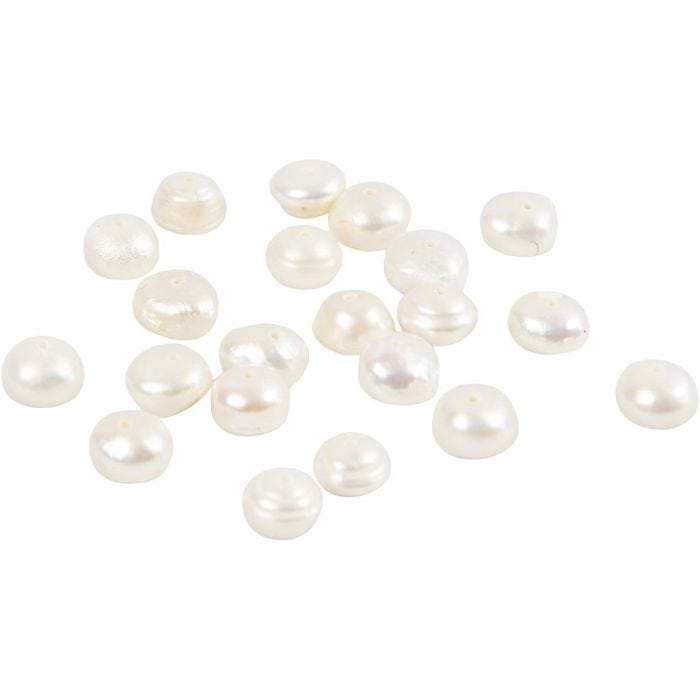 Ferskvandsperler, str. 4-6 mm, hulstr. 1 mm, perlemor, 40 cm/ 1 pk.