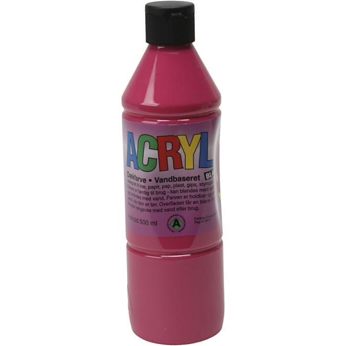 Akrylmaling, primær rød, 500 ml/ 1 fl.