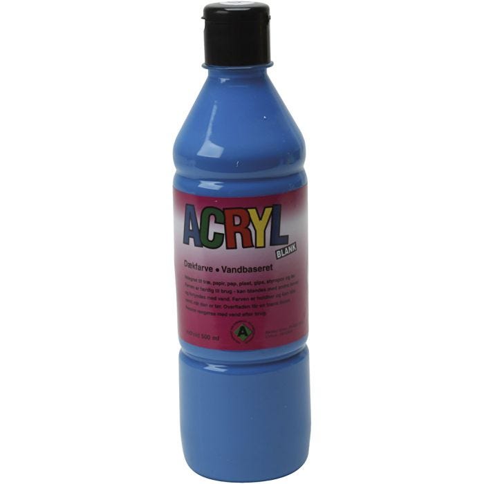 Akrylmaling, primær blå, 500 ml/ 1 fl.