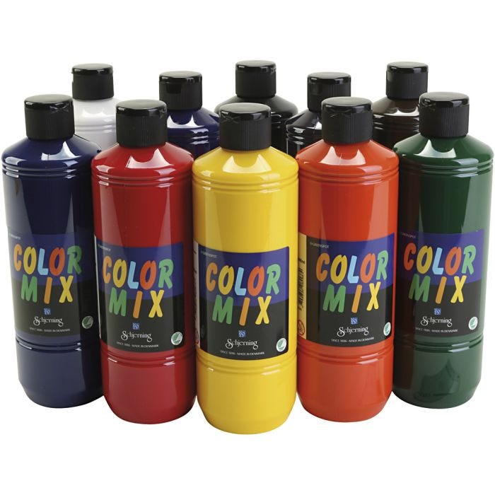 Skole Lasurmaling, ass. farver, 10x500 ml/ 1 pk.