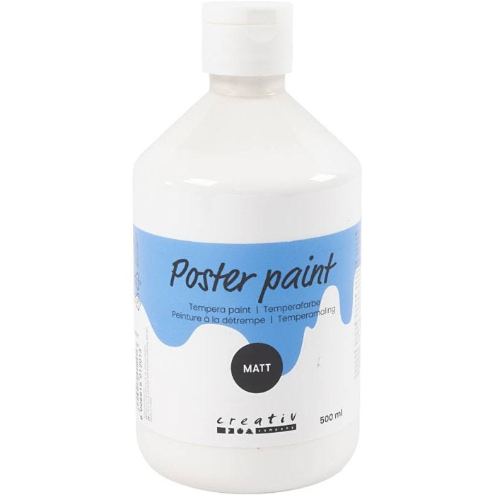 Temperamaling Mat, hvid, 500 ml/ 1 fl.