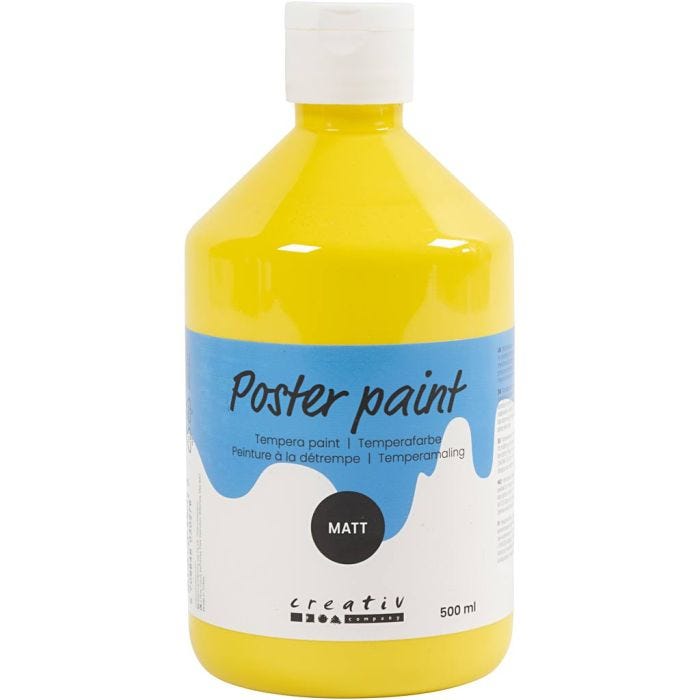 Temperamaling Mat, primær gul, 500 ml/ 1 fl.