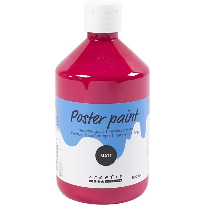 Temperamaling Mat, primær rød, 500 ml/ 1 fl.