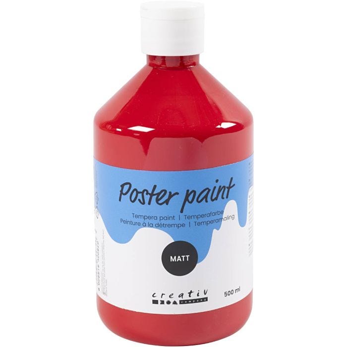 Temperamaling Mat, mørk rød, 500 ml/ 1 fl.