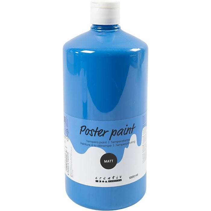 Temperamaling Mat, primær blå, 1000 ml/ 1 fl.