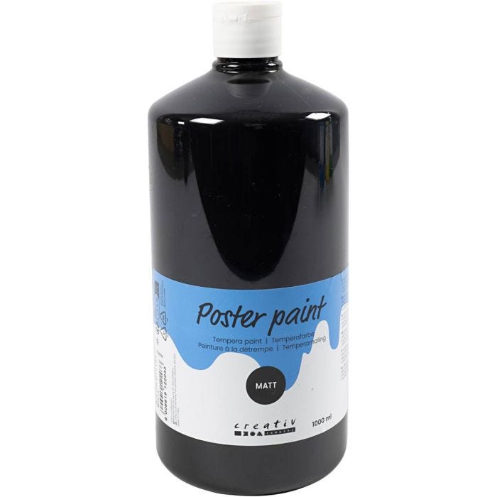Temperamaling Mat, sort, 1000 ml/ 1 fl.