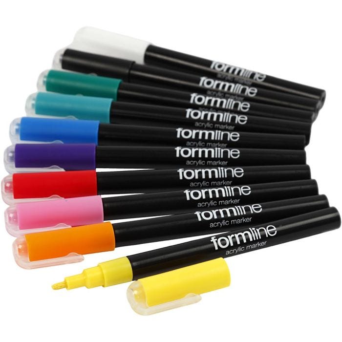 formline Akrylmarker, streg 0,9-1,3 mm, ass. farver, 10 stk./ 1 pk.