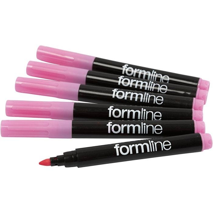 formline Tekstilmarker, streg 2-3 mm, 6 stk./ 1 pk.