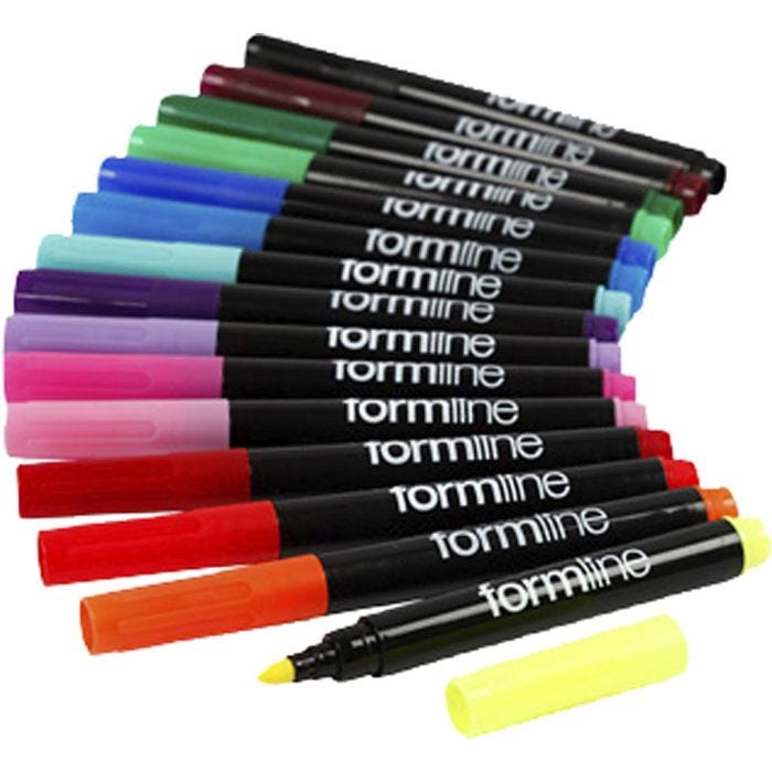 formline Tekstilmarker, streg 2-3 mm, ass. farver, 15 stk./ 1 pk.