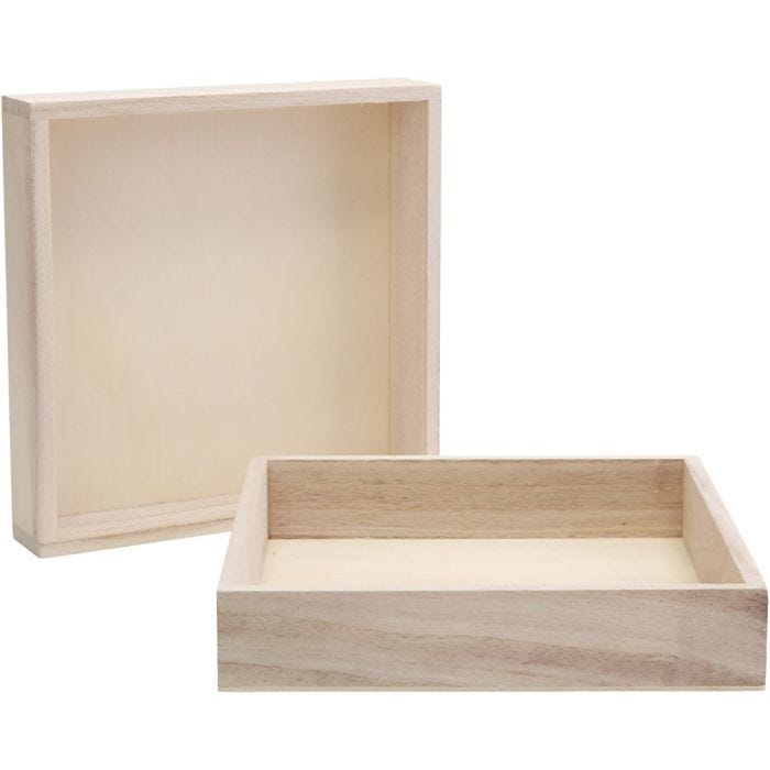 Trærammer med kant, str. 16,2x16,2x3 cm, 10 stk./ 1 pk.