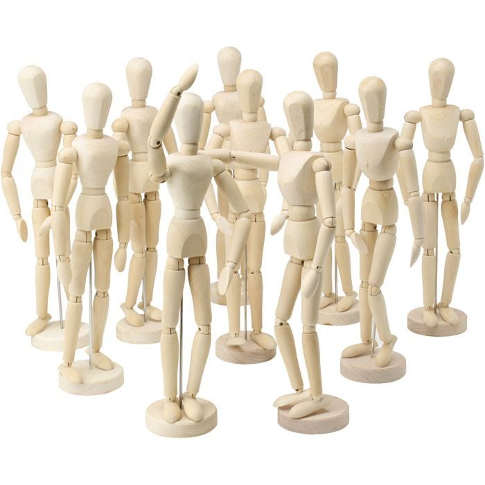Modeldukke, mænd og kvinder, H: 29 cm, 10 stk./ 1 pk.