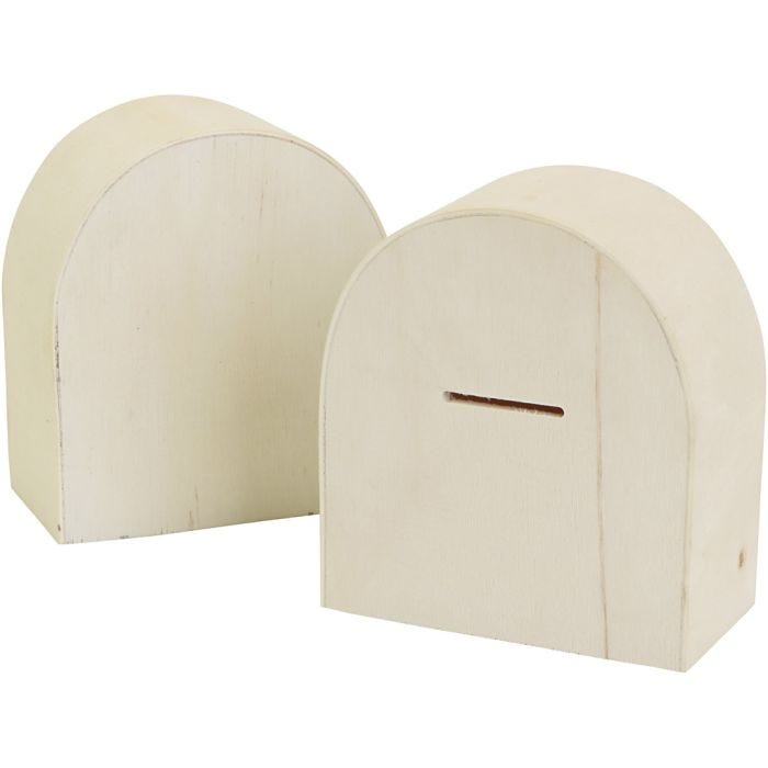 Sparebøsser i træ, str. 10x9 cm, 12 stk./ 1 pk.