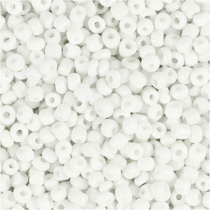 Rocaiperler, diam. 3 mm, str. 8/0, hulstr. 0,6-1,0 mm, hvid, 25 g/ 1 pk.