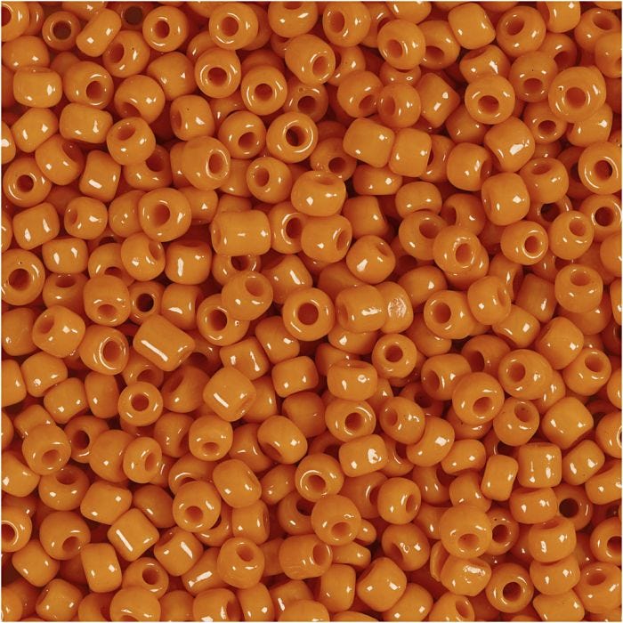 Rocaiperler, diam. 3 mm, str. 8/0, hulstr. 0,6-1,0 mm, orange, 25 g/ 1 pk.