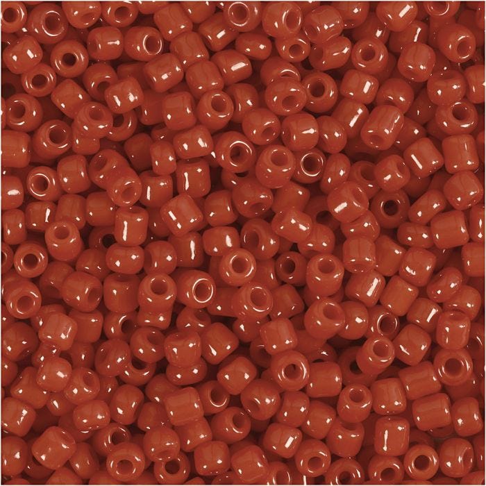 Rocaiperler, diam. 3 mm, str. 8/0, hulstr. 0,6-1,0 mm, mørk rød, 25 g/ 1 pk.