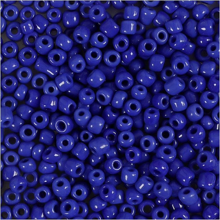 Rocaiperler, diam. 3 mm, str. 8/0, hulstr. 0,6-1,0 mm, blå, 25 g/ 1 pk.