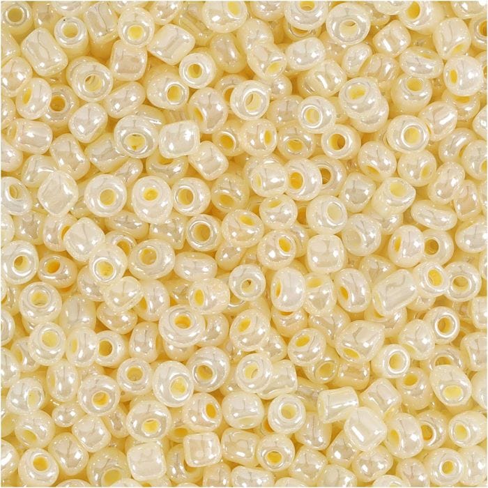 Rocaiperler, diam. 3 mm, str. 8/0, hulstr. 0,6-1,0 mm, elfenben, 500 g/ 1 pk.